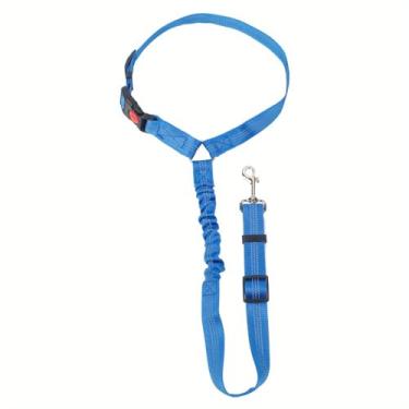 Imagem de Cinto de segurança de encosto de cabeça, guia ajustável para animais de estimação com elástico elástico refletivo para coleira de cachorro viagens diárias (azul celeste profundo)