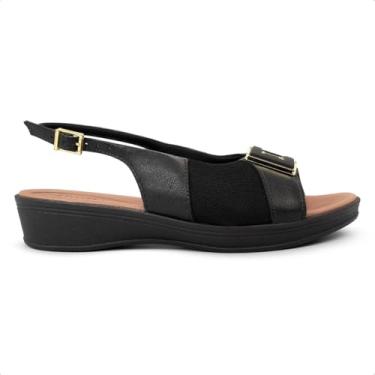 Imagem de Slingback Usaflex Joanetes Couro Anabela Ref Ud04003 Preto 36