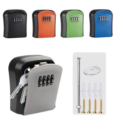 Imagem de Cofre de chave, caixa de fechadura externa para chaves de casa, código redefinível de cofre de combinação portátil, à prova de roubo e queda, azul