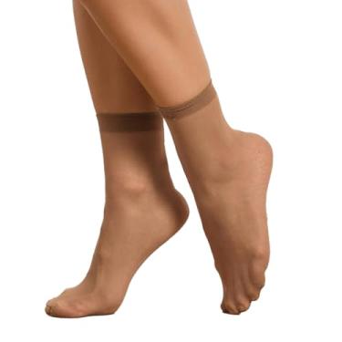 Imagem de 10 Pares Meia Fina Soquete Feminina Cor Pele/Preto/Branco (pele escuro)