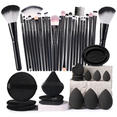 Imagem de Conjunto de pincéis de maquiagem com 25 peças e kit de esponja de maquiagem de 16 peças, conjunto profissional de ferramentas de maquiagem para aplicação impecável (heihei)