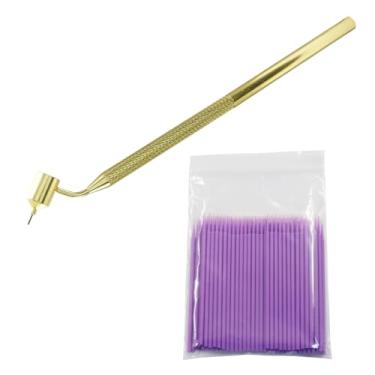 Imagem de suiwotin 1 caneta aplicadora de tinta fina com pontas de 0,5 mm e 100 pincéis microaplicadores descartáveis - caneta de retoque de tinta de precisão para linhas de desenho, lascas de pedras e reparo