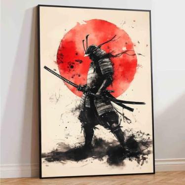 Imagem de Mostemauo Arte de parede Samurai Japonês Tela de pintura Samurai blindada 40 x 61 cm sem moldura