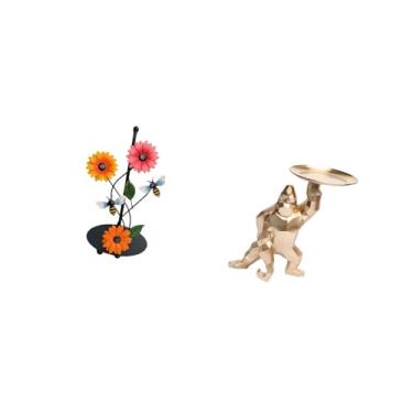 Imagem de Fenteer Porta-papel-toalha com Bandeja de Servir, Dispensador de Lenços de Papel Vertical Antiderrapante, Escultura em Resina, Ornamento para E Sala D