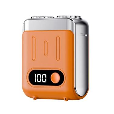 Imagem de MotiveTech Mini barbeador elétrico masculino, aparelho de barbear portátil e recarregável, ideal para presente de aniversário, viagens a negócios, uso doméstico, Laranja