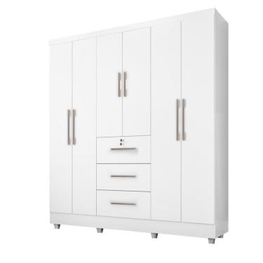 Imagem de Guarda Roupas Casal 6 Portas 3 Gavetas Tokio Branco Branco