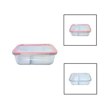 Imagem de Pote Hermético Retangular 1L Vidro Com Divisória Tampa