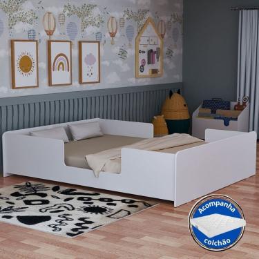 Imagem de Cama Montessoriana Para Criança Com Colchão Incluso MDF Resistente Padrão Casal