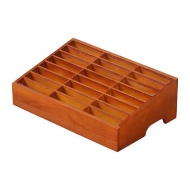 Imagem de KiBcsLic Caixa Organizadora para Celular, Gerenciamento de Celular, 24 Compartimentos, Suporte Multifuncional para Smartphones, Ideal para Materiais Escolares, Marrom