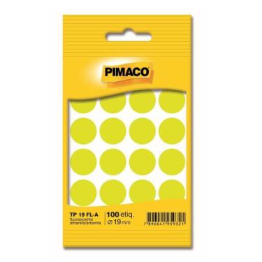 Imagem de Etiqueta pimaco tp 19 redonda amarela fluorescente c/ 100 un