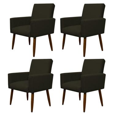 Imagem de Kit 4 Poltronas Decorativa Sala E Quarto Nina Suede Herrero Cor:marrom