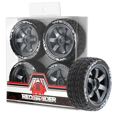Imagem de REDSPIDER•1/10 On Road Tires and Aluminum Wheels（4PCS） 12mm Hex RC Rally Racing Tyres OD 2.56" for Tamiya TT01 TT02 XV01 TA06 A959 PTG2 HPI KYOSHO PTG2 Traxxas 1/14 1/18 RC Off On Road (Titanium)