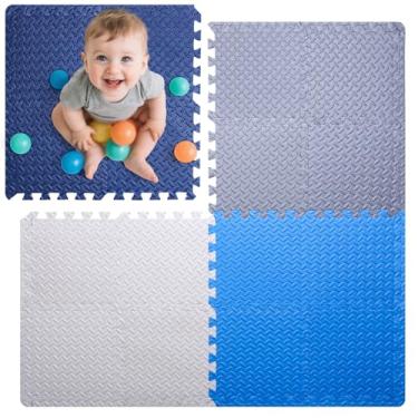 Imagem de Coolcandy Baby Foam Play Mat 16Pcs with Edge Strips, 4 Colors Interlocking Floor Tiles, 0.4″ Thickened Non-Slip Puzzle Floor Mat for Infants Toddlers Playroom & Daycare