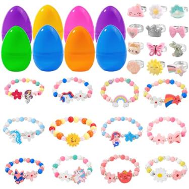 Imagem de Vellibring Pacote Com 12 Ovos De Páscoa Pré-Preenchidos 24 Pulseiras E Anéis, Enchimentos Para Cestas Páscoa, Lembrancinhas Meninas, Presentes Crianças Pequenas