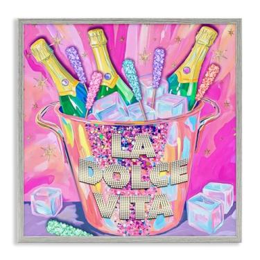 Imagem de Stupell Industries Arte giclée emoldurada cinza champanhe La Dolce Vita, design de Jess Stempel, 43 x 43 cm