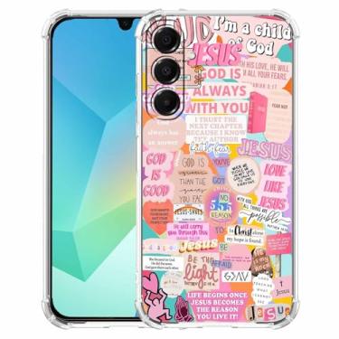 Imagem de Capa para Galaxy A16 com design cristão, versículo bíblico de Jesus citações cristãs capa padrão colagem para cristãos, capa de telefone de TPU macio para Galaxy A16, #5