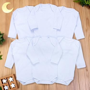 Imagem de Kit Enxoval Body Manga Longa Básico - 6 Peças 100% Algodão