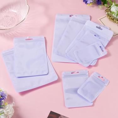 Imagem de 50 unidades de sacos de plástico com fecho de correr, 5 tamanhos, sacos de embalagem retangular, reutilizáveis, bolsa de vedação superior para joias pequenas, berloques, chaveiros, pequenos presentes