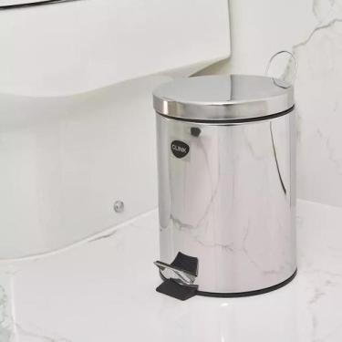 Imagem de Lixeira Inox Pedal Banheiro Cozinha Com Cesto Removível 3L ENVIO IMEDI