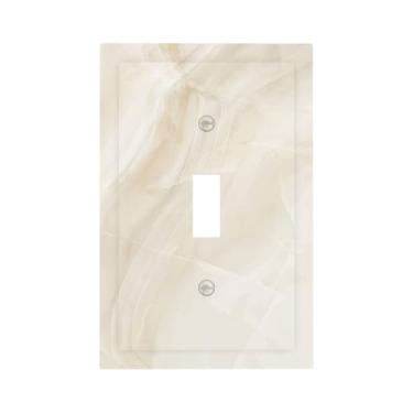 Imagem de Naiqadnehz Placa decorativa para interruptor de luz bege textura de mármore padrão de pedra 1 gangue placa de parede com interruptor único capas de tomada elétrica para decoração de quarto e banheiro