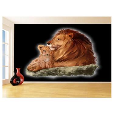 Imagem de Papel De Parede Animais Leão Família Filhotes 3,5M Anm529 - Você Decor