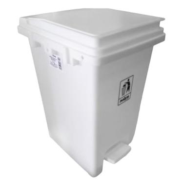 Imagem de Lixeira Plástica com Pedal 20L Branca Banheiros Cozinhas - Nobre