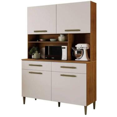 Imagem de Armário De Cozinha Ceará 4 Portas 2 Gavetas Nature Off Kaiki Móveis