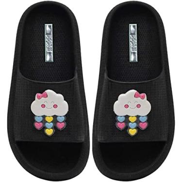 Imagem de Chinelo Infantil Feminino Nº 25 ao 36 Slide Moda Sandália Nuvem 12.52 (Preto, BR, Criança de 4 a 8 anos, Numérico, 26)