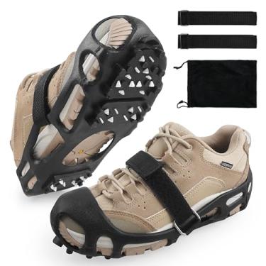 Imagem de AGOOL Chuteiras de gelo para tração de neve com grampos para sapatos e botas, chuteiras de borracha para caminhar, sapatos antiderrapantes para caminhar na neve e no gelo