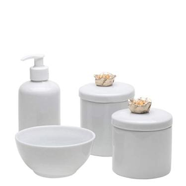 Imagem de Potinho de Mel Potes Molhadeira E Porta Álcool-Gel Florzinha Dourado