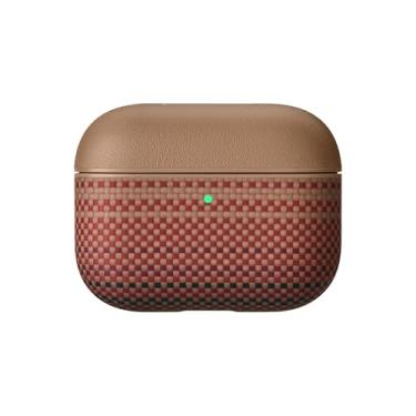 Imagem de PITAKA Capa para AirPods Pro 3, capa protetora fina para AirPods Pro 3, compatível com MagSafe, couro e fibra de aramida, pôr do sol