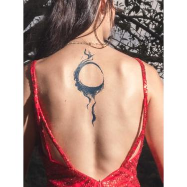 Imagem de Suco de ervas semipermanente abstrato redondo com textura esvoaçante tatuagens de linha fina 7-14 dias sem derramamento, não reflexivo, ombro, braço, perna, corpo, corpo, impermeável, 1 pacote