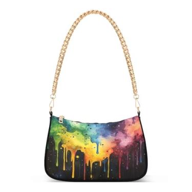 Imagem de CEBUGI Bolsas transversais femininas bolsa de ombro com fundo aquarela bolsa clutch elegante com alça de corrente
