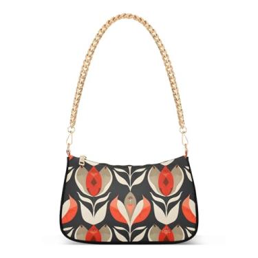 Imagem de CEBUGI Bolsas transversais femininas bolsa de ombro abstrata estampa floral bolsa clutch elegante com alça de corrente
