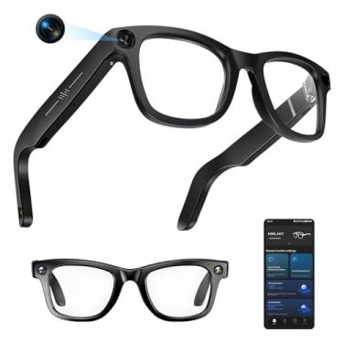 Imagem de Aoeeki Óculos inteligentes AI com câmera, óculos de tecnologia vestíveis Bluetooth para homens e mulheres, gravação de vídeo de foto, redução de ruído de microfone duplo, controle de voz, óculos de