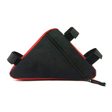 Imagem de QWEQWE Bolsa de quadro triangular de bicicleta – Bolsa de armazenamento de bicicleta para bicicleta Pacote de tubo superior Bolsa triangular para estrada Mountain Cycling Strap Saddle Bag para bicicletas de estrada Mountain Trajeto de montanha, preto/vermelho