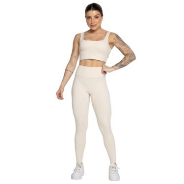 Imagem de Conjunto Top Alça Grossa e Calça Legging Smart Serra e Mar Alta Compressão Moda Fitness Musculação-Feminino