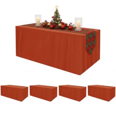 Imagem de HolidayIdeas 4 toalhas de mesa ajustadas para decoração de Ação de Graças, capa de mesa lavável resistente a vincos 76 x 236 cm para exibição de cabine de fornecedor, banquete, feira, ferrugem