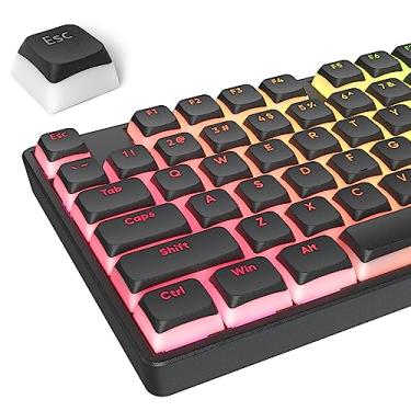 Imagem de iRoboosta Teclas PBT Pudim preto, 117 teclas de perfil XDA, teclas de teclado personalizadas 75 por cento, conjunto de teclas minimalista para teclado mecânico Cherry MX Swithes (preto)