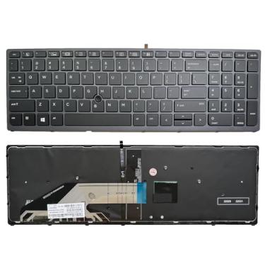 Imagem de Siakoocty Substituição de laptop layout dos EUA com ponteiro e teclado retroiluminado para HP Zbook 15 G3 G4 Zbook 17 G3 G4 ponteiro retroiluminado US 848311-001 PK131C31A00
