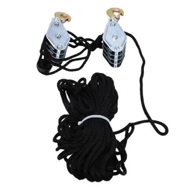 Imagem de Hyuduo de Polia de Talha de Corda, 4 Rodas 20 M de Corda 8: 1 Potência de Elevação 4400 Libras de Resistência à Ruptura Polia para Serviço Pesado, Com Revestimento Anti-ferrugem