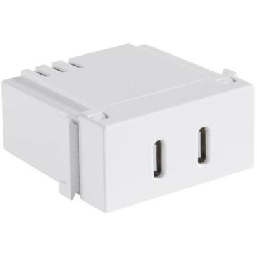 Imagem de Módulo 2 Tomadas Usb-c 2 A Bivolt Tramontina Branco Compatível Com Ari
