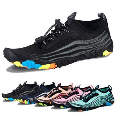 Imagem de Sapatos aquáticos aquáticos masculinos para praia, natação, secagem rápida, meias aquáticas para surf, yoga, hidroginástica, I/Black, 7 Women/5 Men