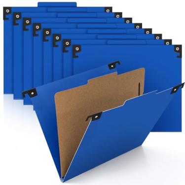 Imagem de Henoyso 15 pastas de classificação suspensas com pinos, 1 divisória tamanho letra, corte 1/3 com ganchos embutidos para arquivos médicos padrão, arquivos de cliente jurídico, relatórios de escritório