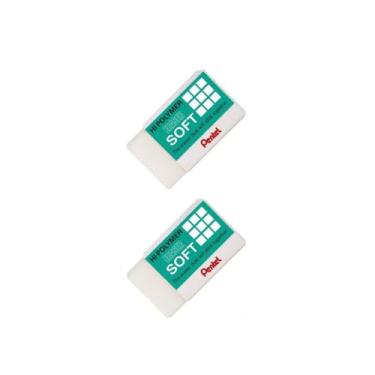 Imagem de Borracha Hi-Polymer Eraser Soft Pentel Branco Pequena Kit 2 Unidades