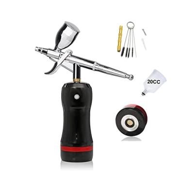 Imagem de Mini portátil Substituir bateria de alta pressão PSI Airbrush Kit de compressor de unhas Salão de beleza pulverizador Pintura privada(Part D Black)