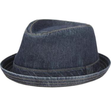 Imagem de Chapéu Fedora masculino EPOCH lavado de algodão azul grande GG