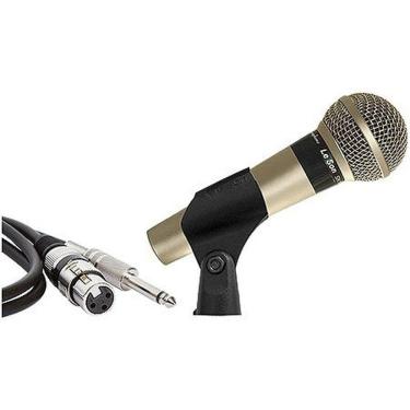Imagem de Microfone Sm58 P4 Champanhe Com Cabo 5 Metros