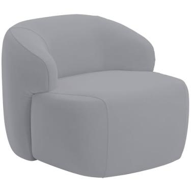 Imagem de Poltrona Decorativa Fixa Orgânica Para Sala Living Barolo L06 Veludo Cinza - Lyam Decor