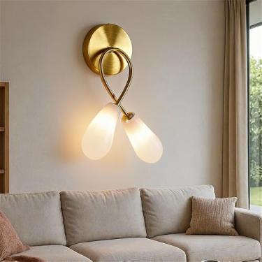 Imagem de OUFULA Berinjela Moderna Lâmpada De Parede LED Personalidade Criatividade Sala Quarto Restaurante Villa Decoração De Casa Corredor Parede Scon (Branco B 2 luzes)